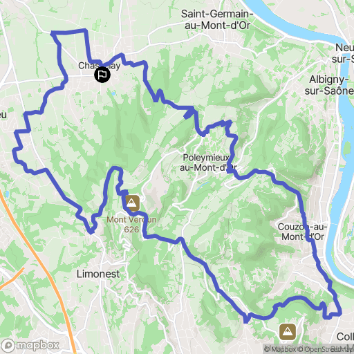 Chasselay : carte du parcours de randonnée - France
