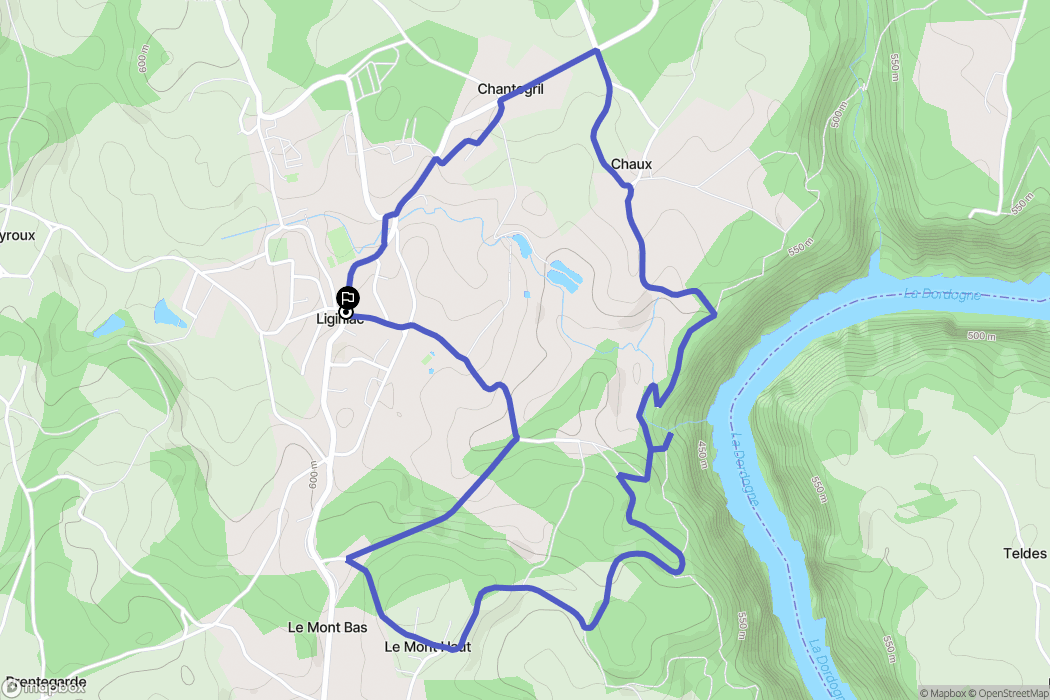 Liginiac : carte du parcours de randonnée - France