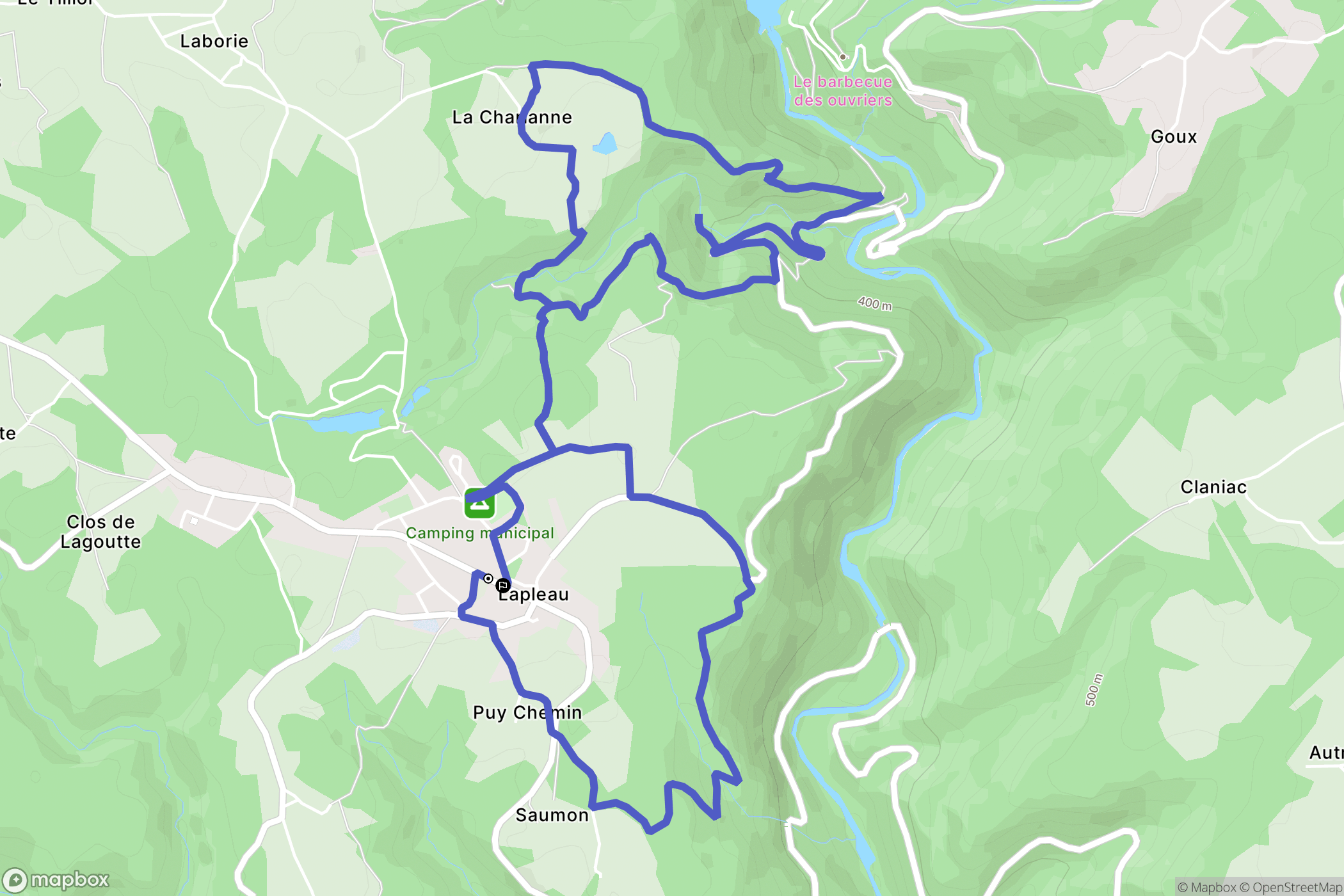 Lapleau : carte du parcours de randonnée - France