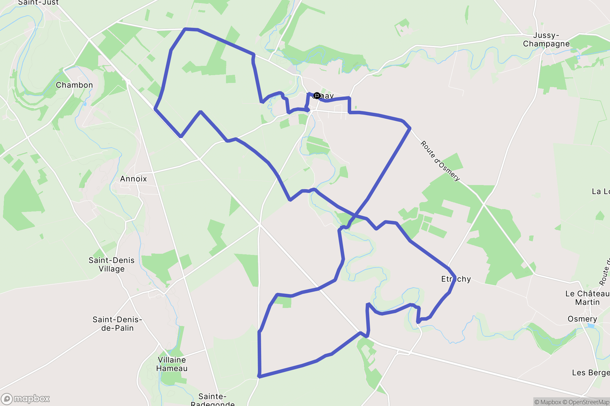 Vornay : carte du parcours de randonnée - France
