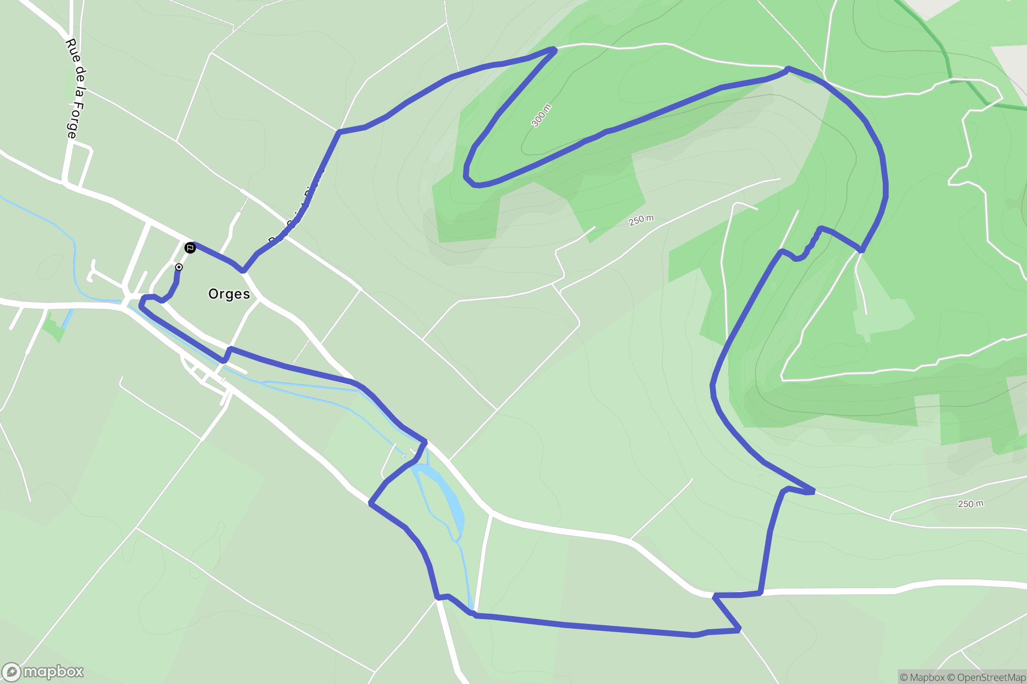 Orges : carte du parcours de randonnée - France