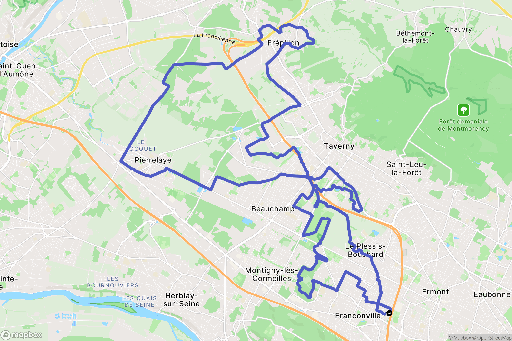 Franconville : carte du parcours de randonnée - France
