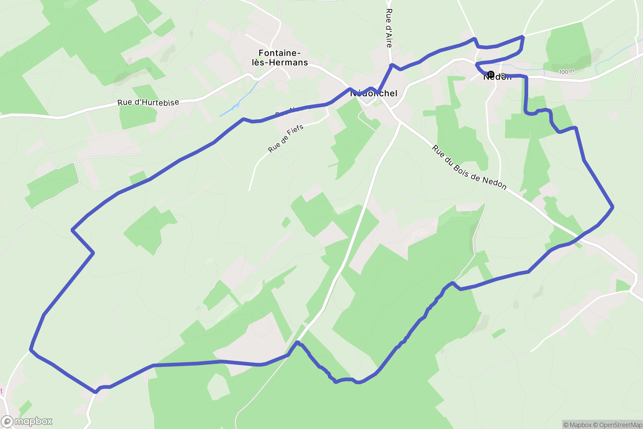 Nédon : carte du parcours de randonnée - France