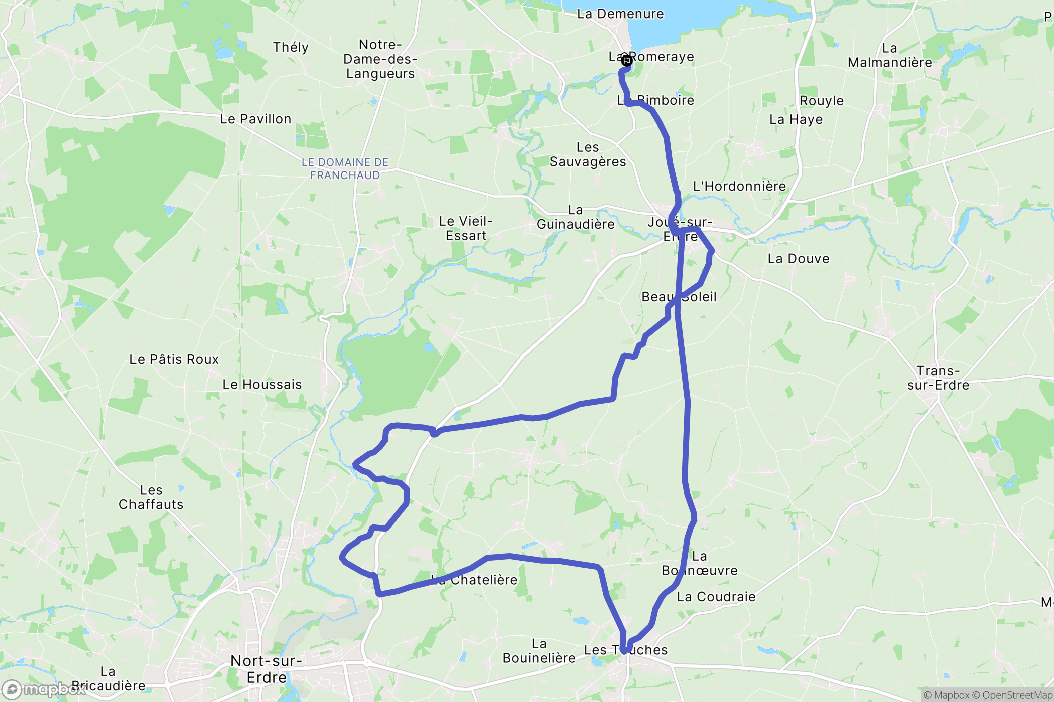 Joué-sur-Erdre : carte du parcours de randonnée - France