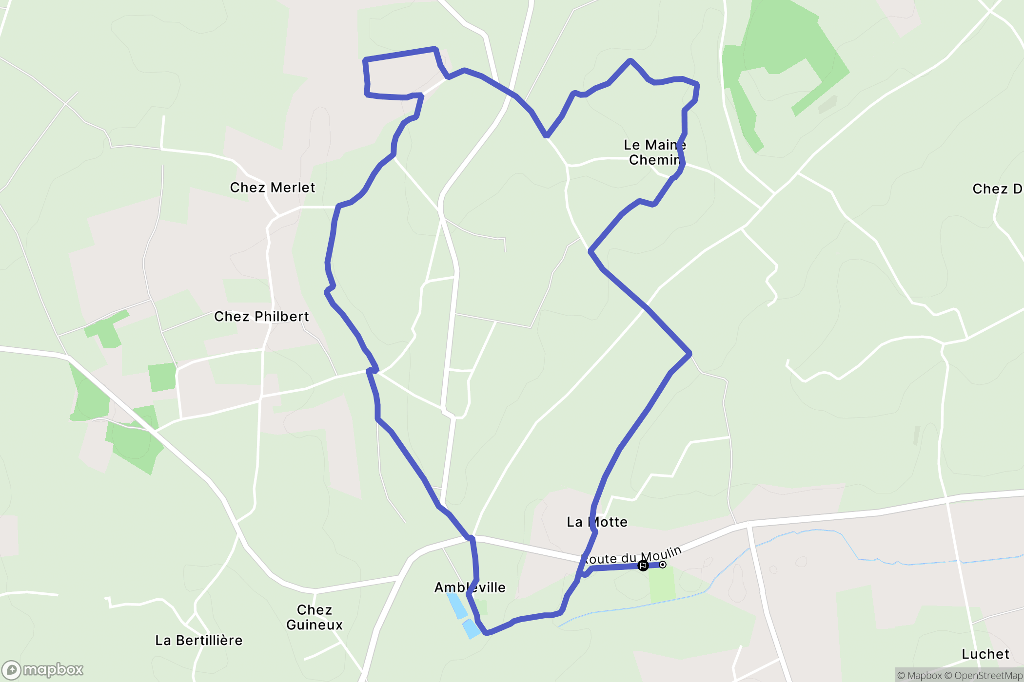 Lignières-Ambleville : carte du parcours de randonnée - France