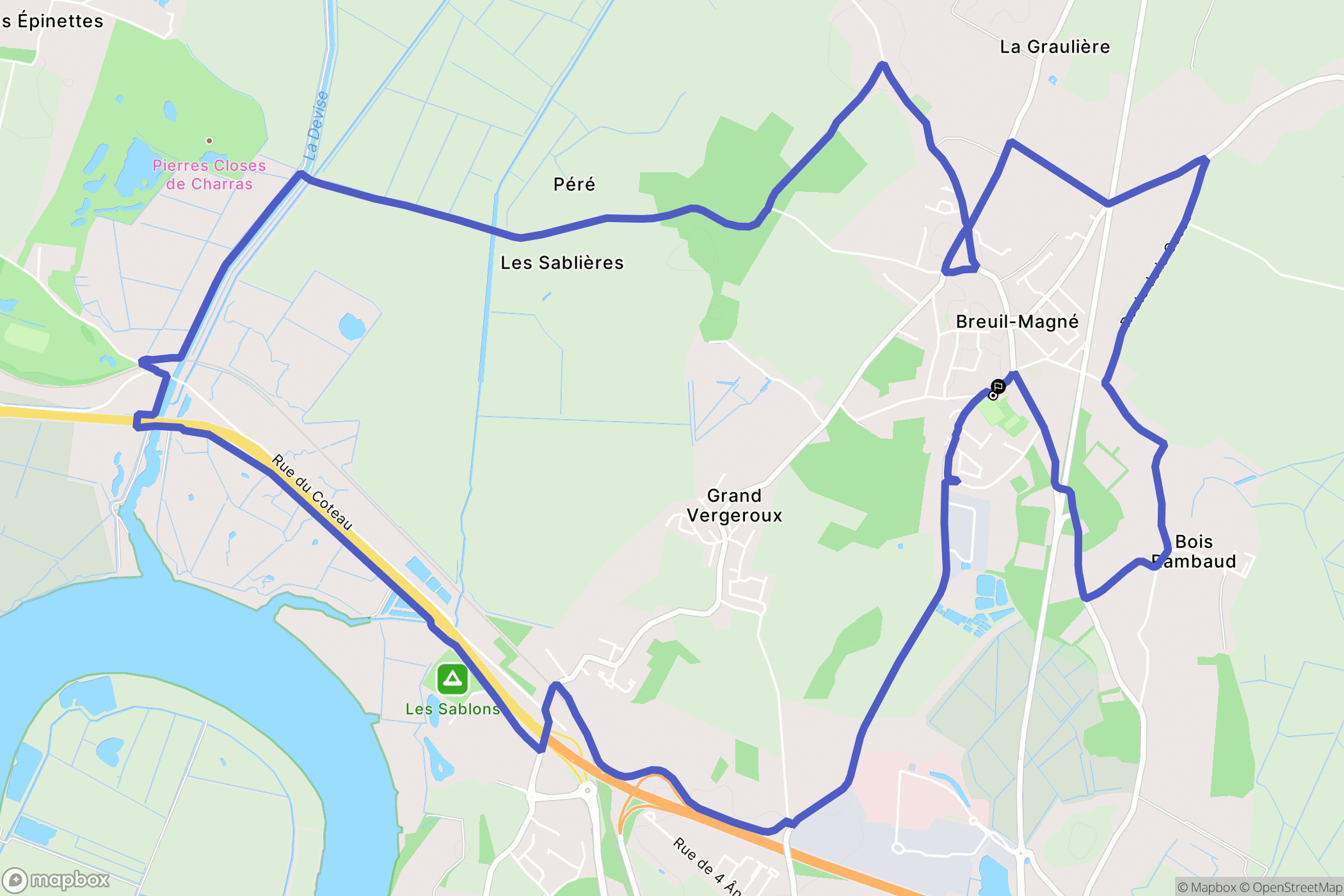 Breuil-Magné : carte du parcours de randonnée - France