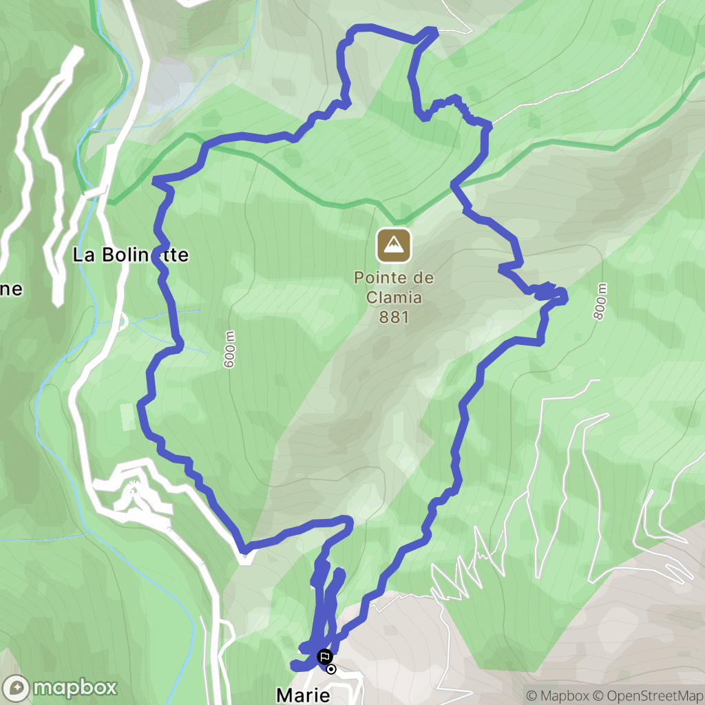 Marie : carte du parcours de randonnée - France