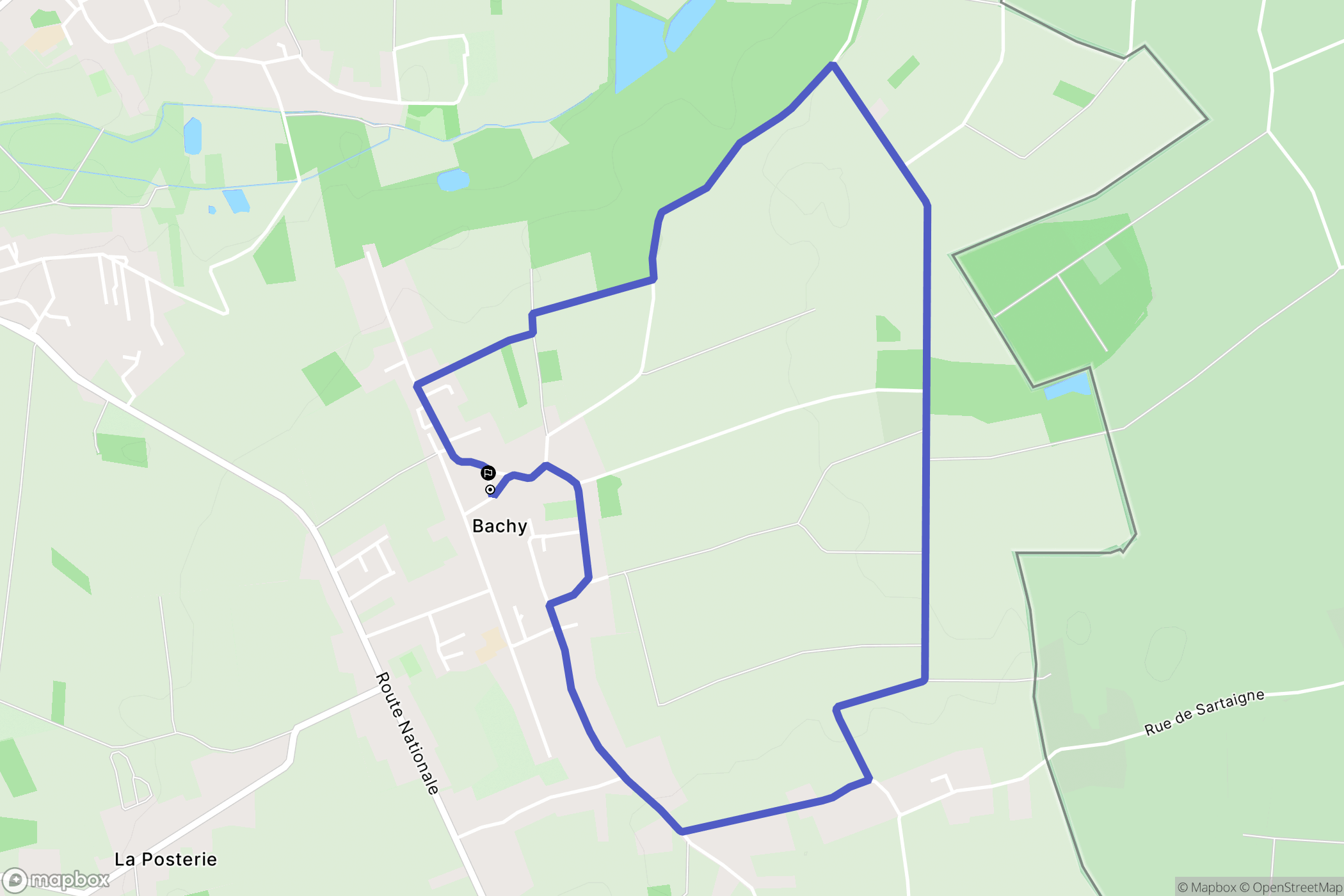 Bachy : carte du parcours de randonnée - France