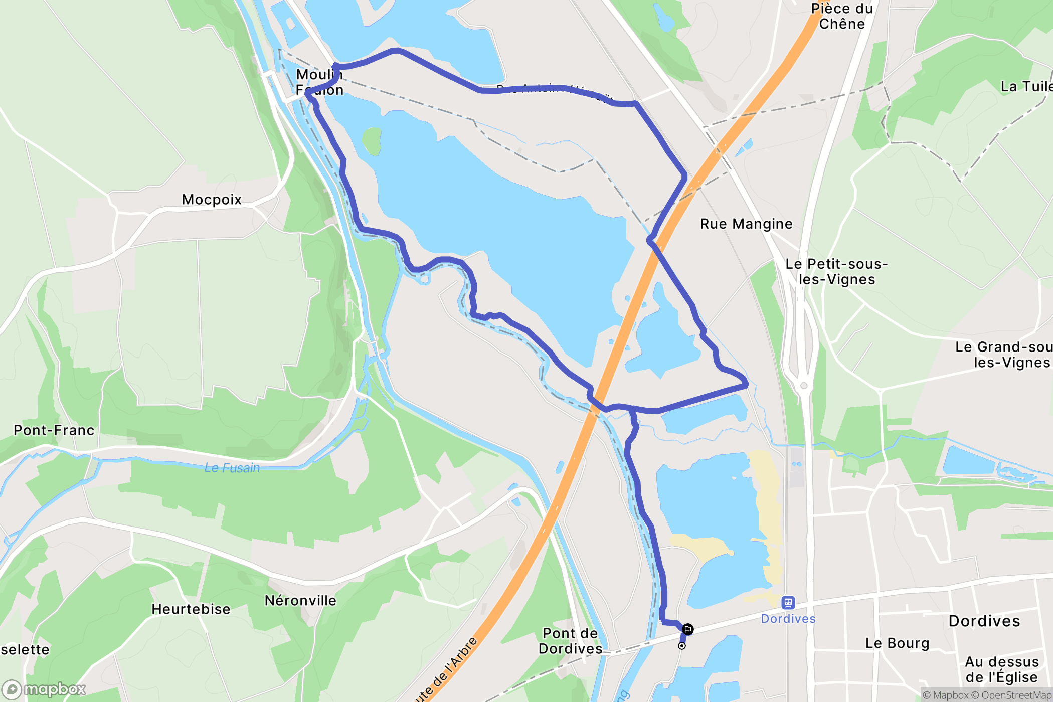 Dordives : carte du parcours de randonnée - France