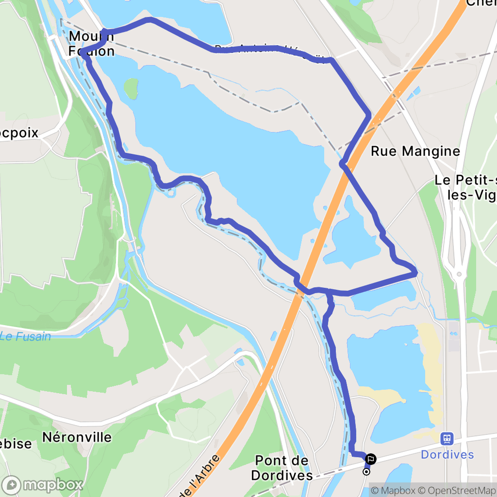 Dordives : carte du parcours de randonnée - France