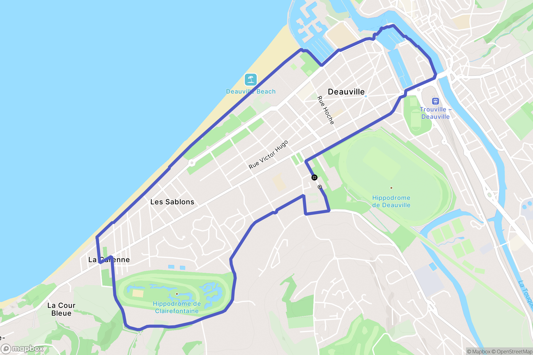 Deauville : carte du parcours de randonnée - France
