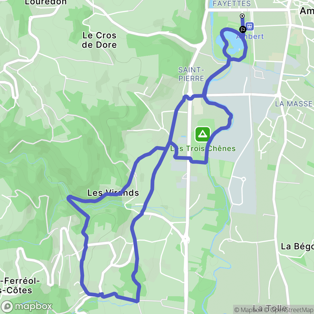 Ambert : carte du parcours de randonnée - France