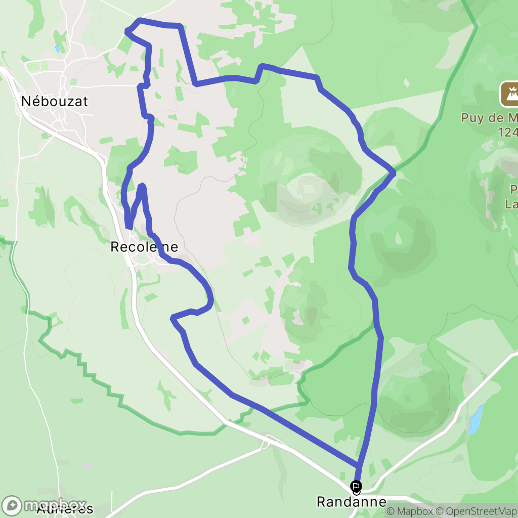 Aurières : carte du parcours de randonnée - France