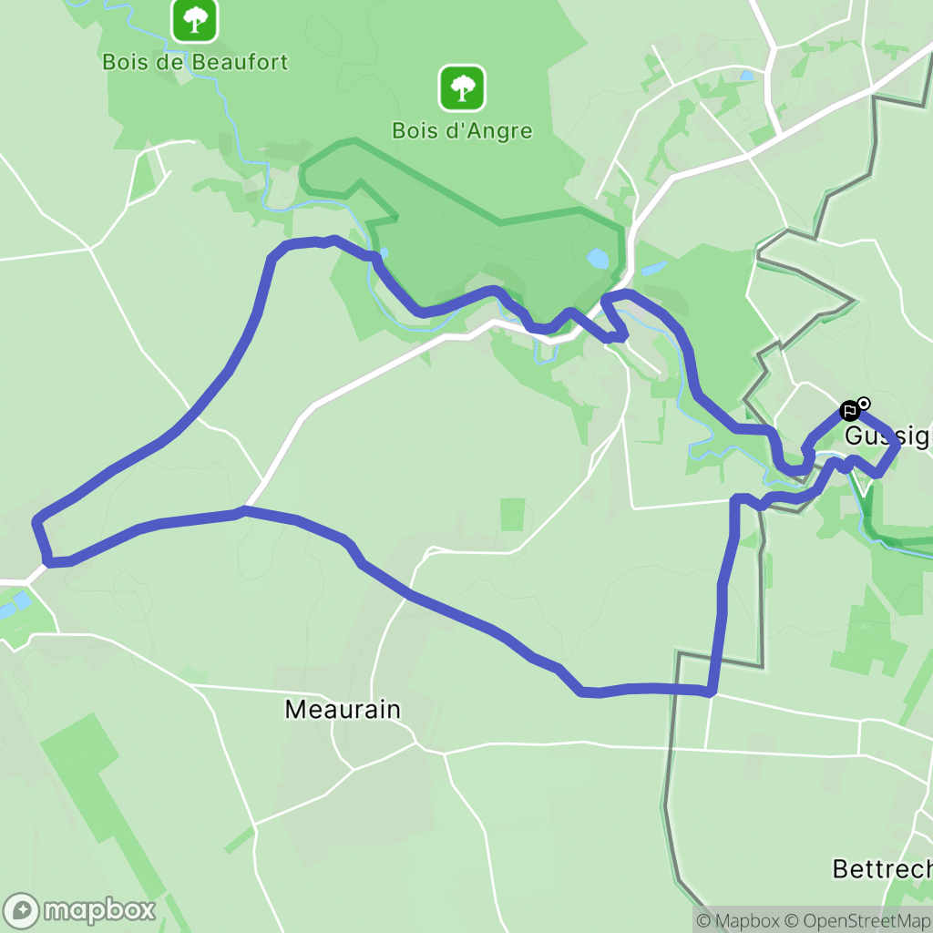 Gussignies : carte du parcours de randonnée - France