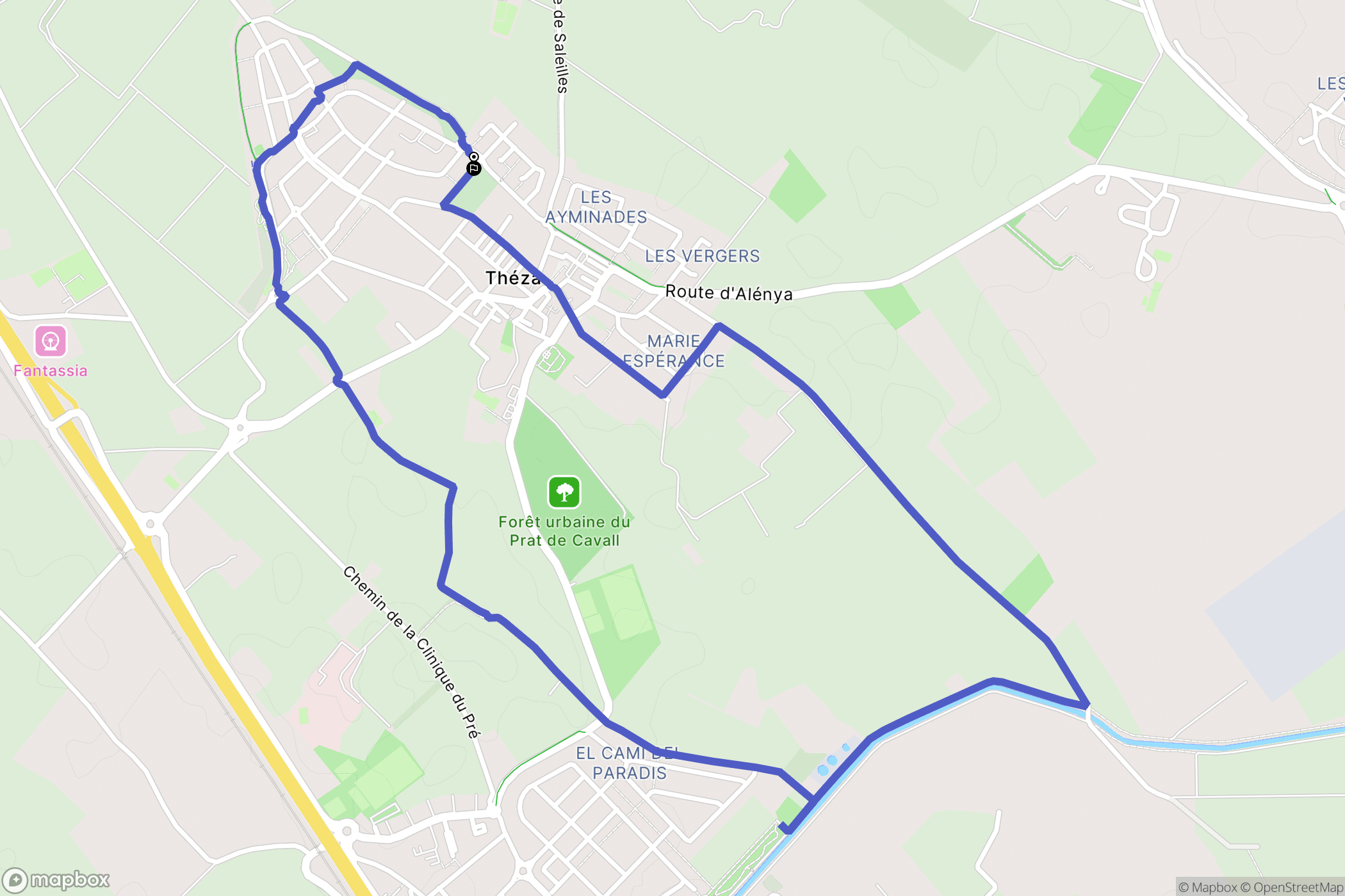 Théza : carte du parcours de randonnée - France
