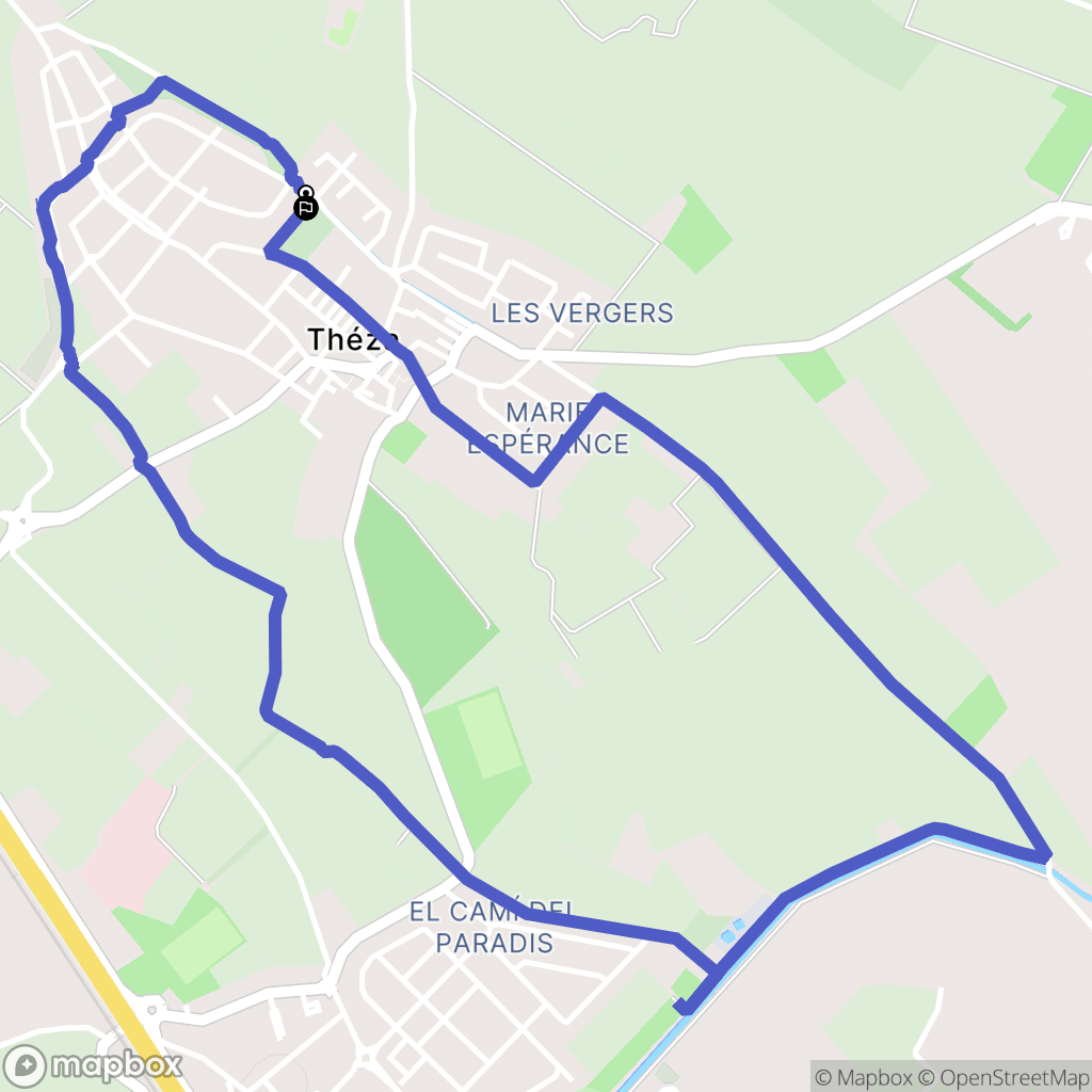 Théza : carte du parcours de randonnée - France