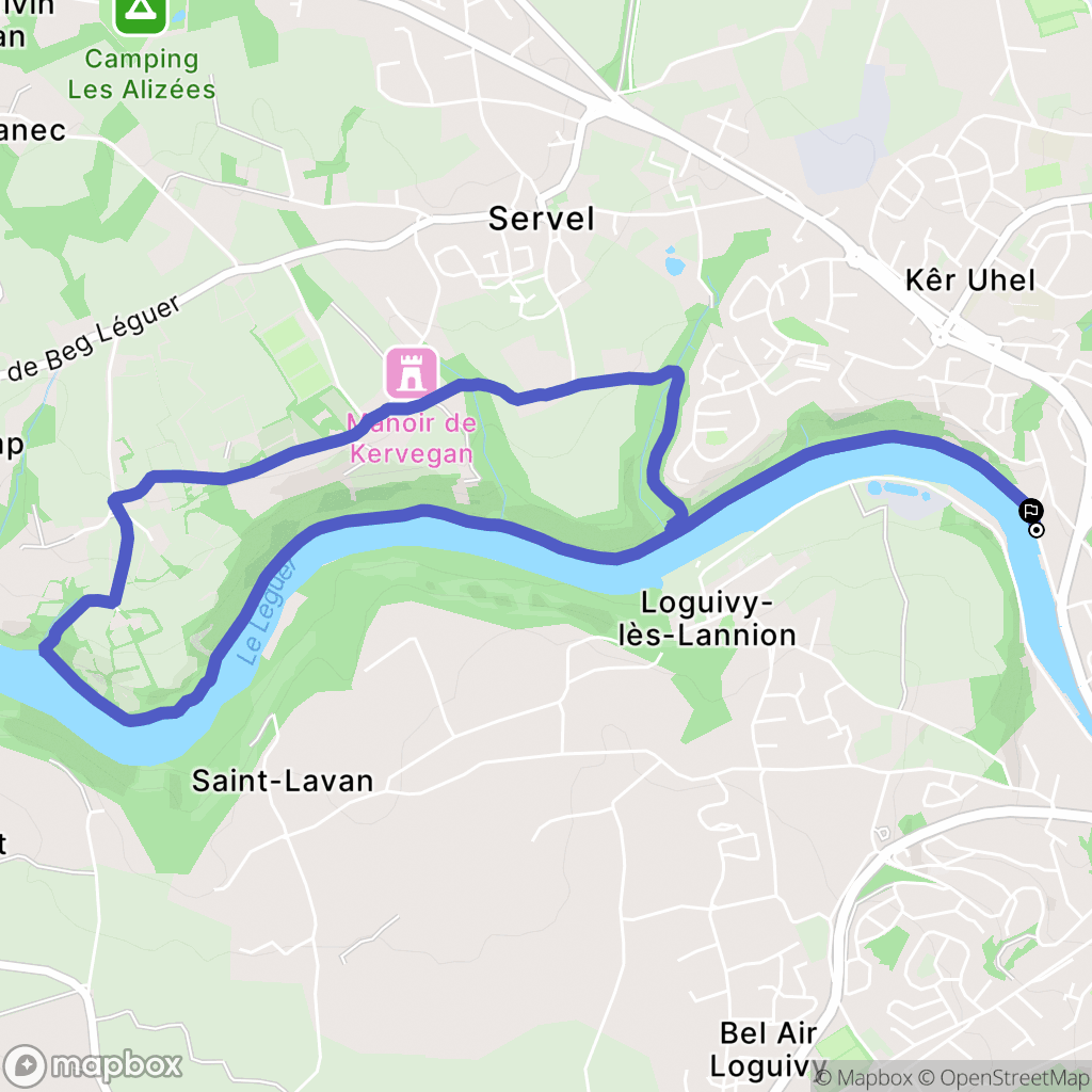 Lannion : carte du parcours de randonnée - France