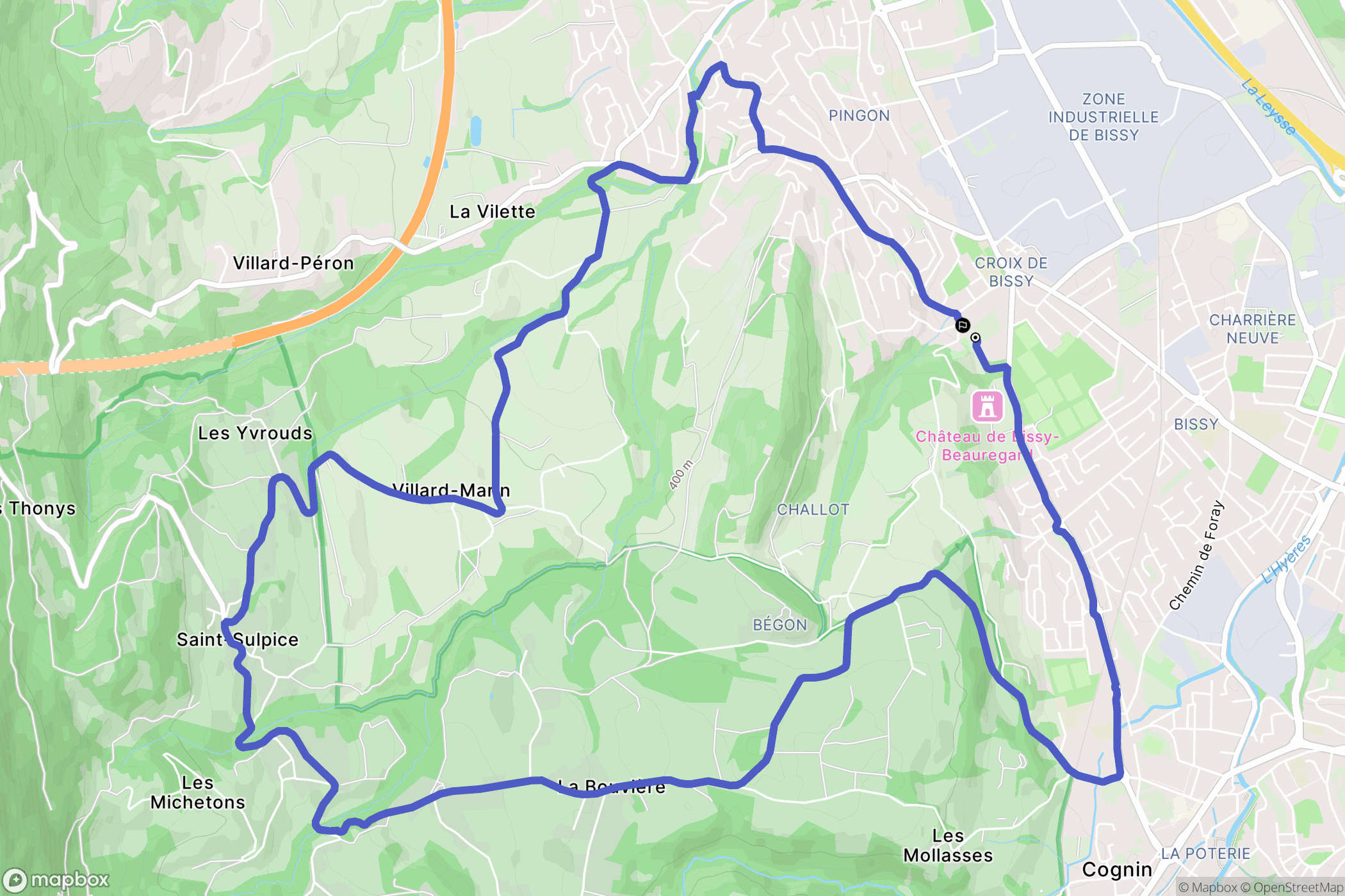 Chambéry : carte du parcours de randonnée - France