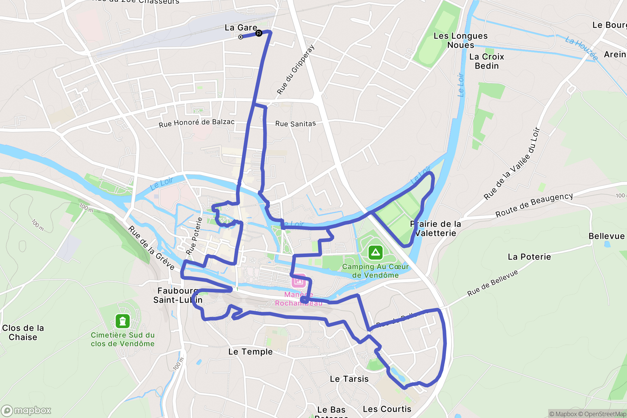 Vendôme : carte du parcours de randonnée - France