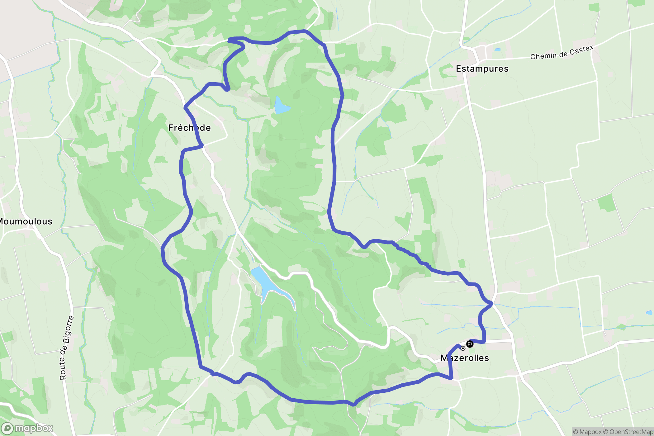 Mazerolles : carte du parcours de randonnée - France
