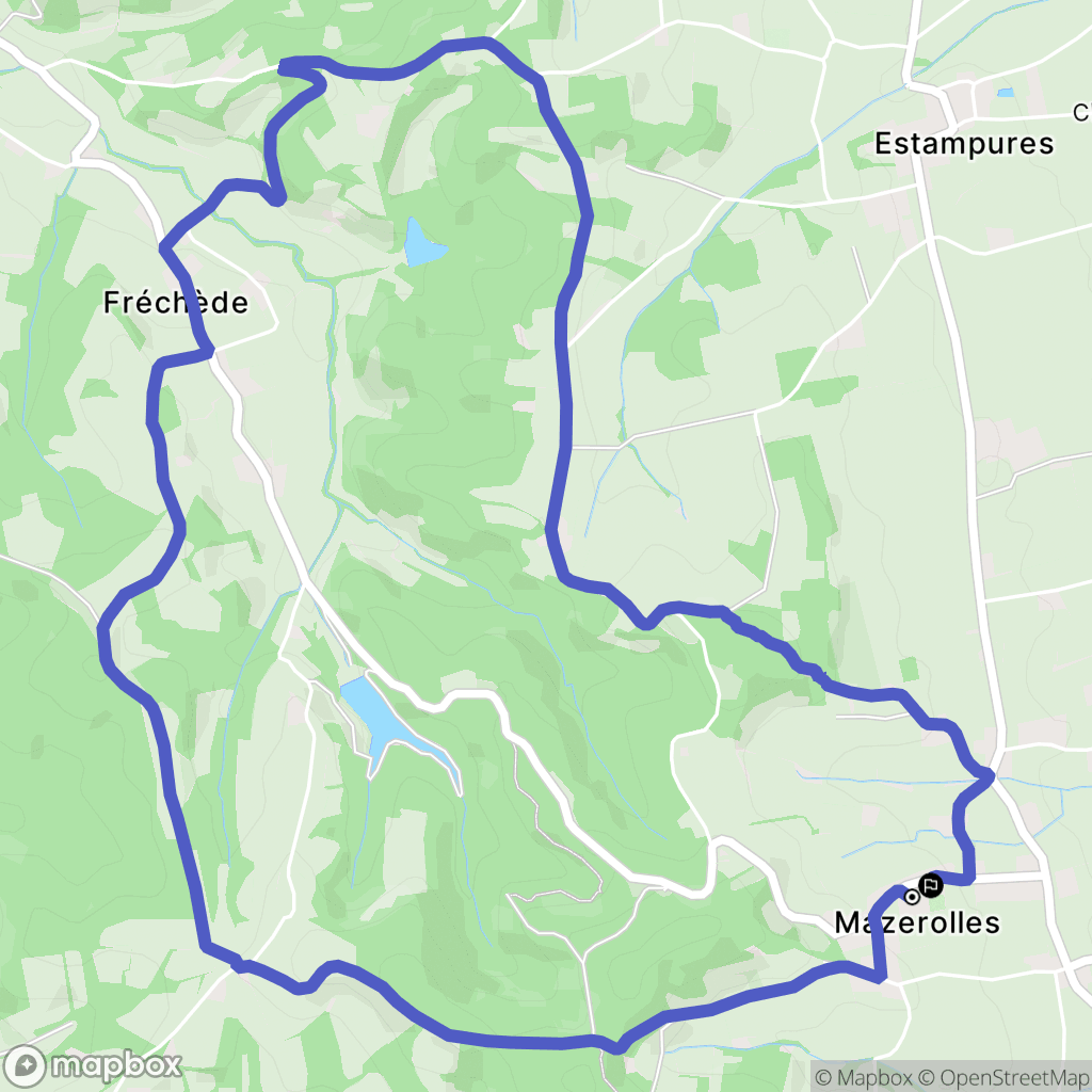 Mazerolles : carte du parcours de randonnée - France