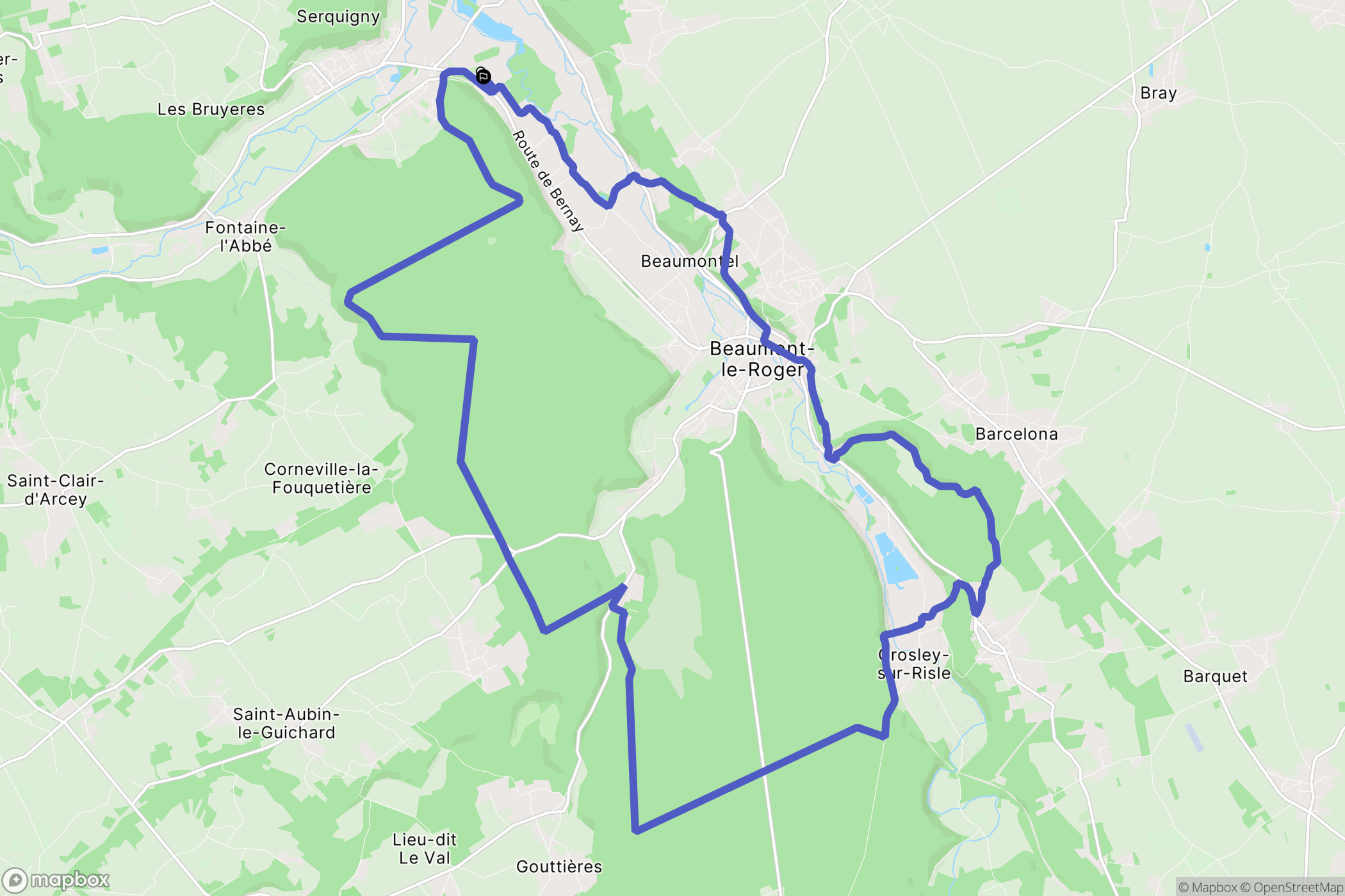Launay : carte du parcours de randonnée - France