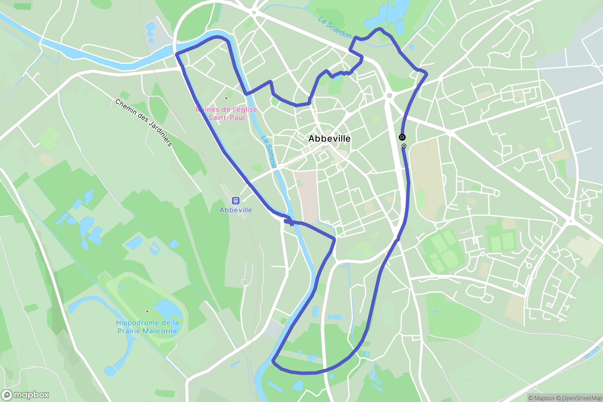 Abbeville : carte du parcours de randonnée - France