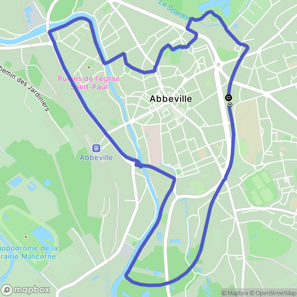 Abbeville : carte du parcours de randonnée - France