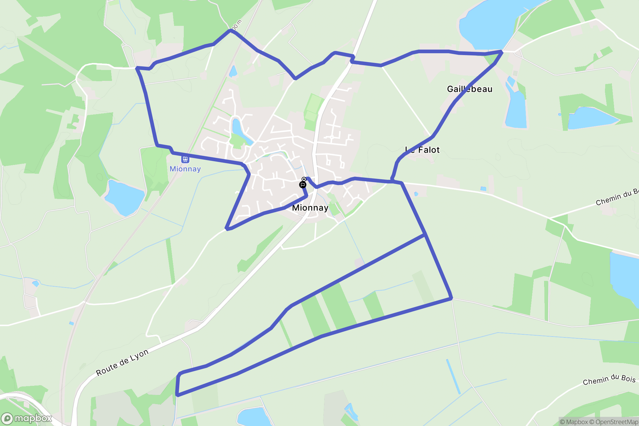 Mionnay : carte du parcours de randonnée - France
