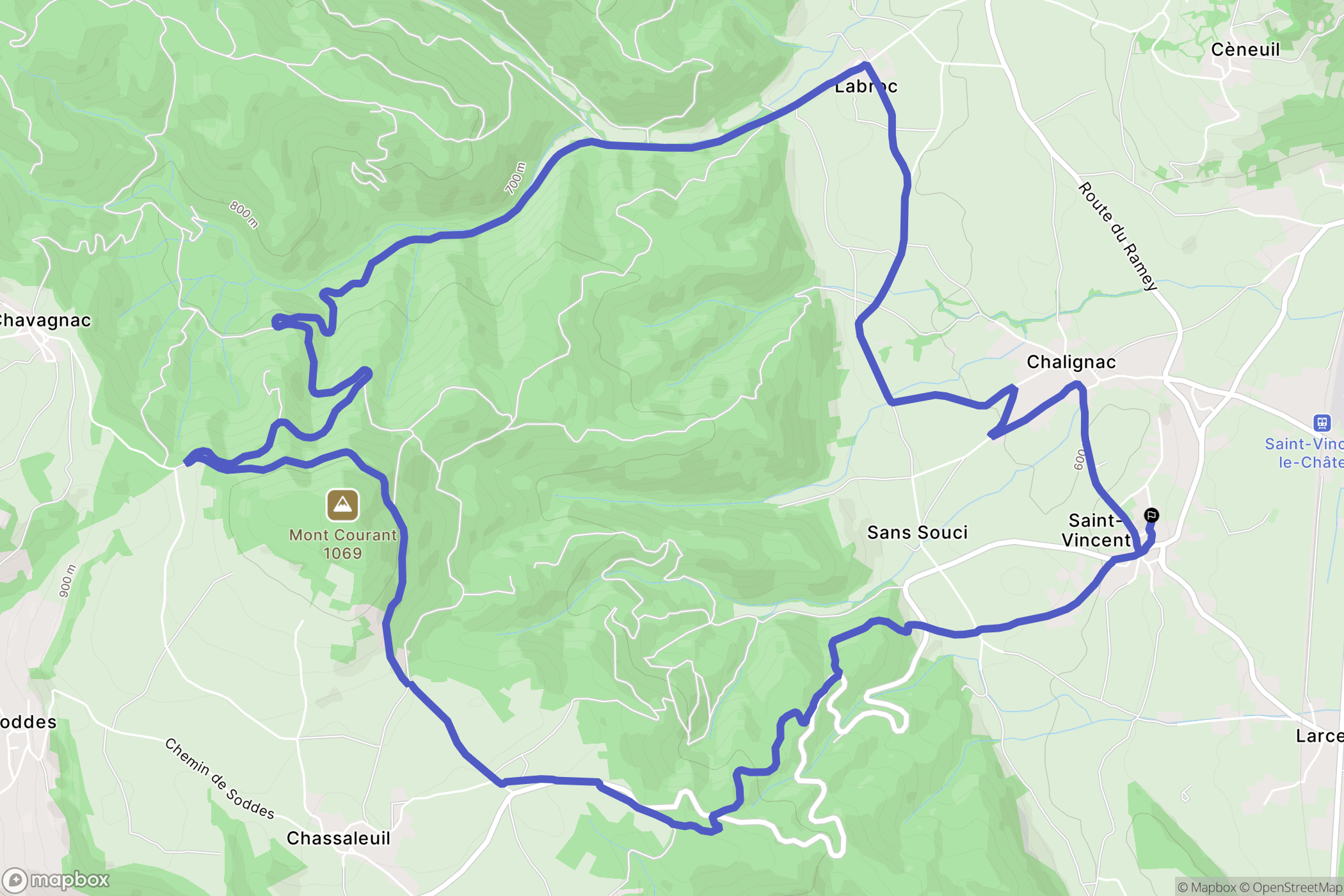 Saint-Vincent : carte du parcours de randonnée - France