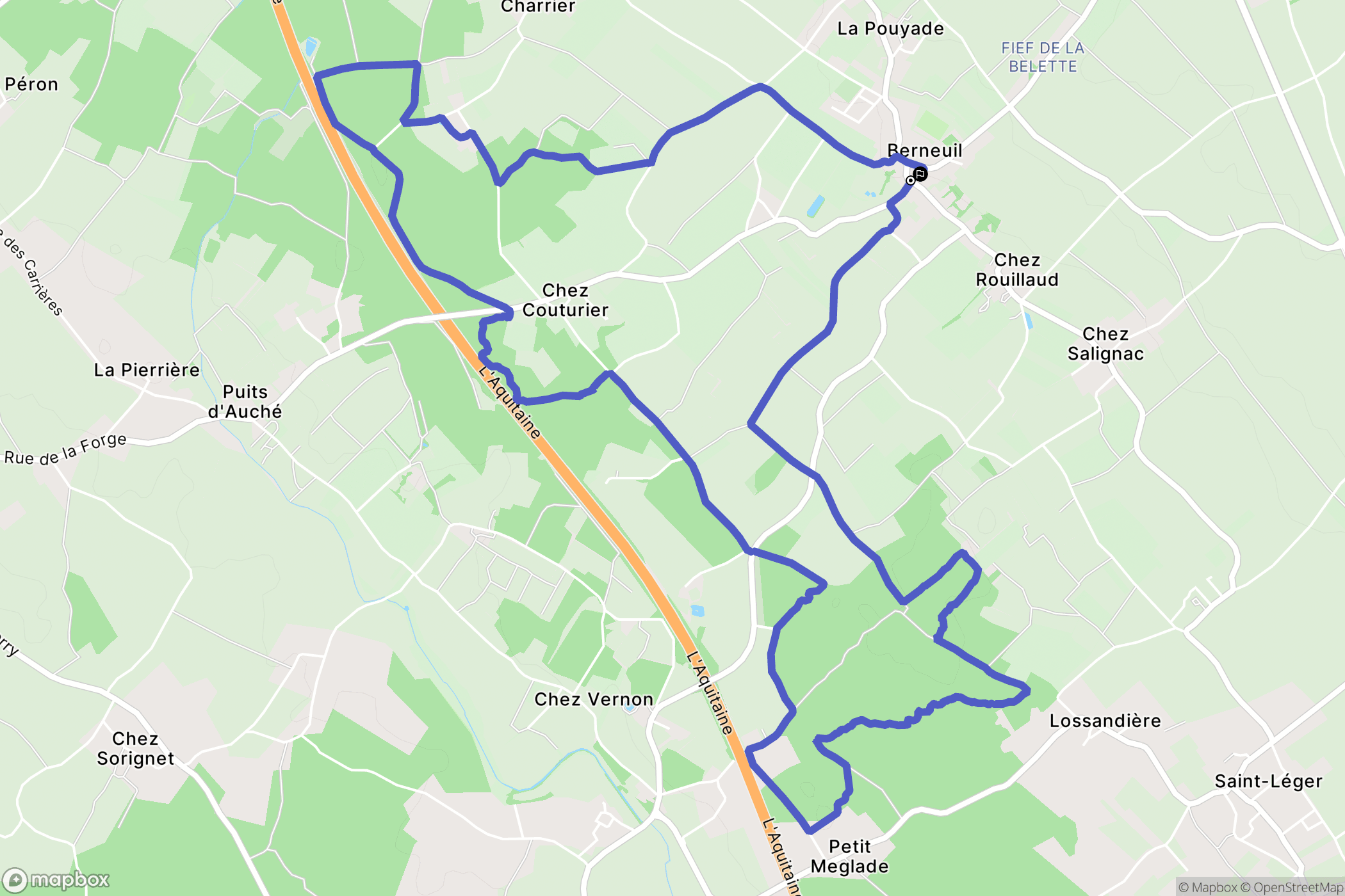Berneuil : carte du parcours de randonnée - France
