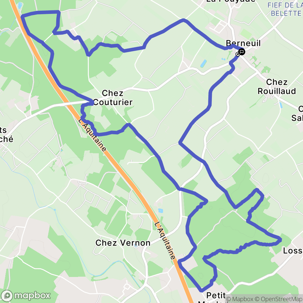 Berneuil : carte du parcours de randonnée - France