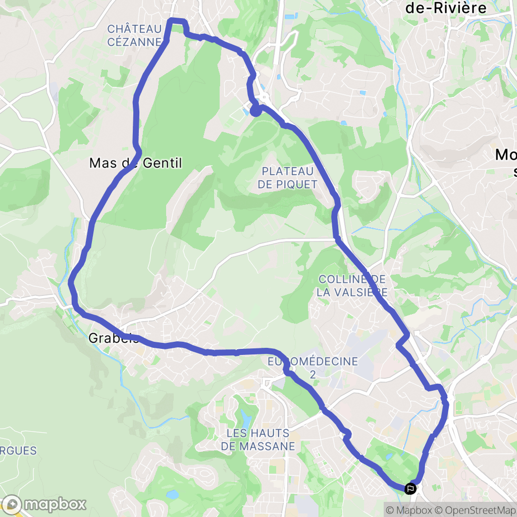 Montpellier : carte du parcours de randonnée - France