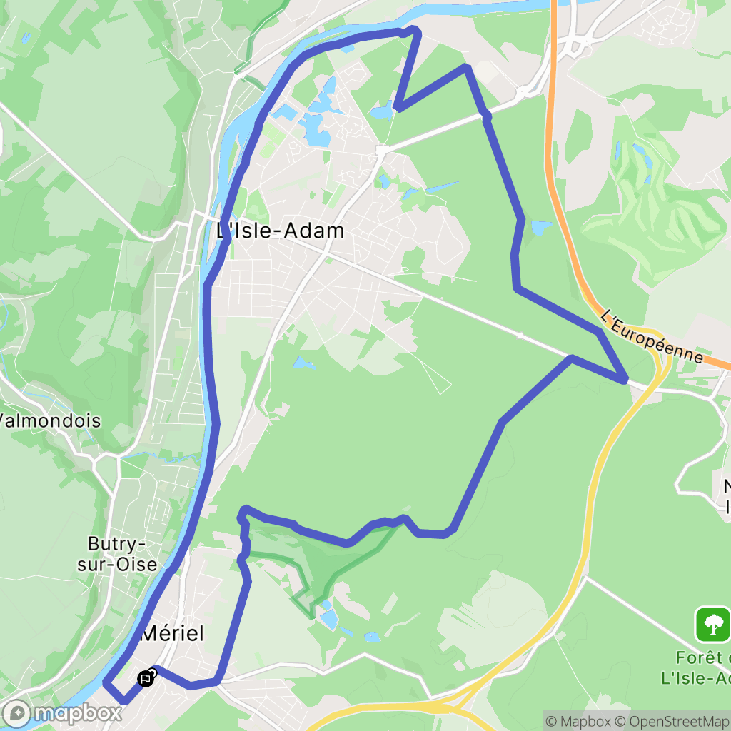 Mériel : carte du parcours de randonnée - France