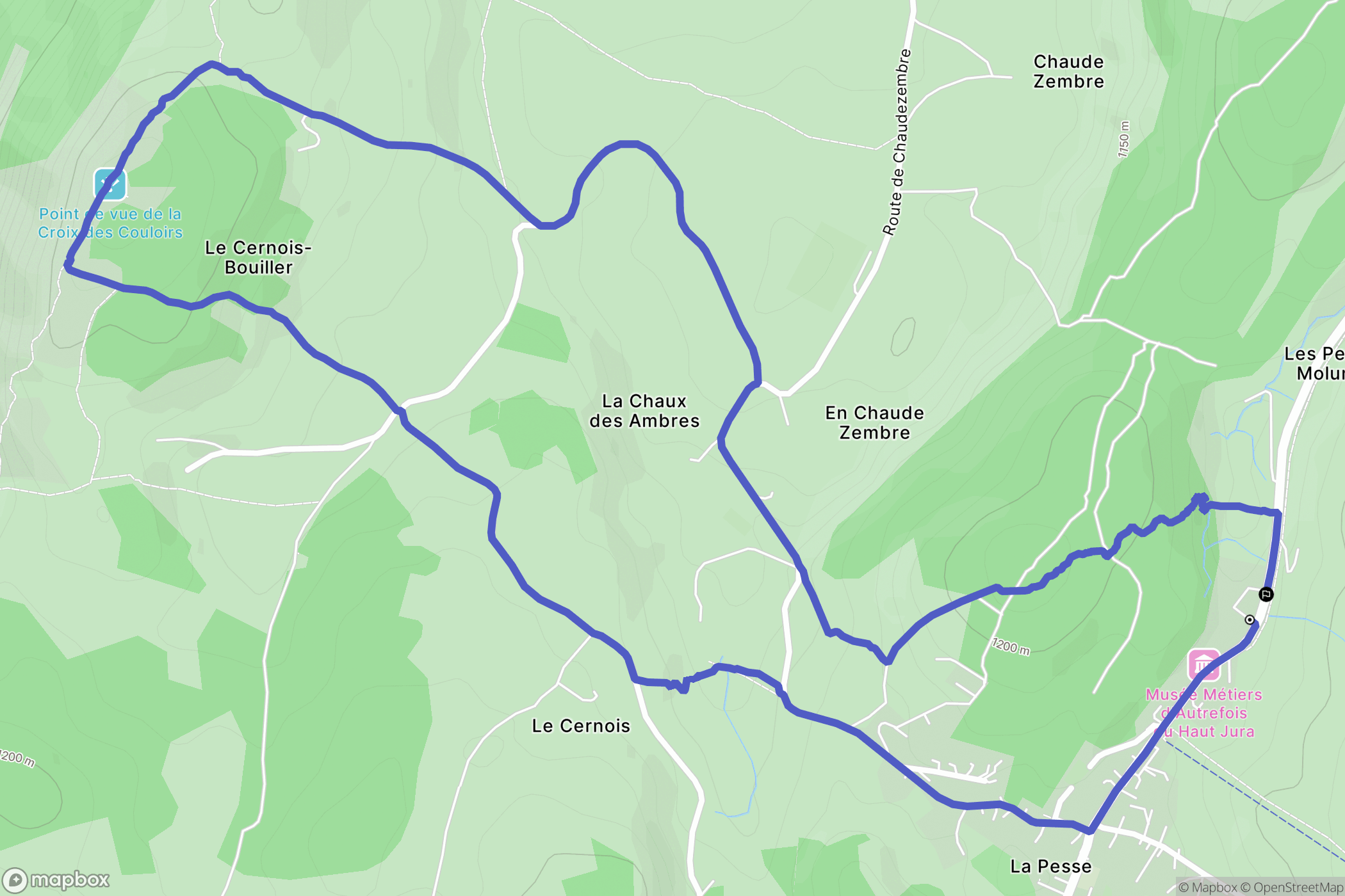 La Pesse : carte du parcours de randonnée - France