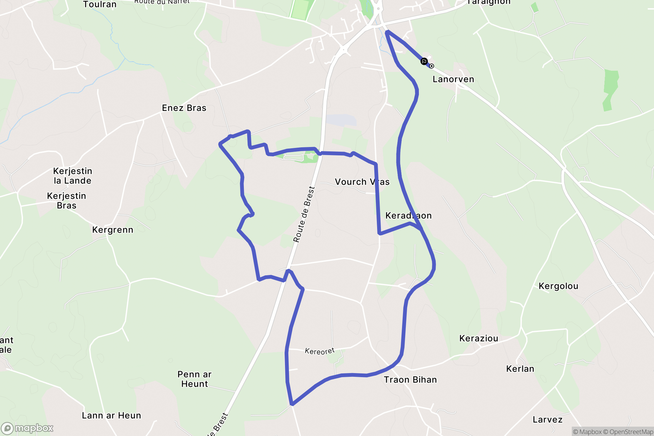 Plabennec : carte du parcours de randonnée - France