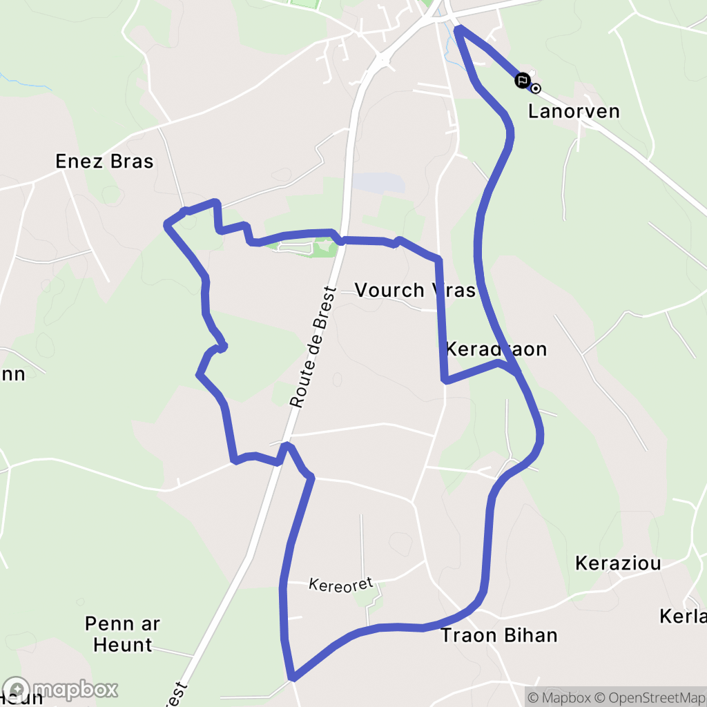 Plabennec : carte du parcours de randonnée - France