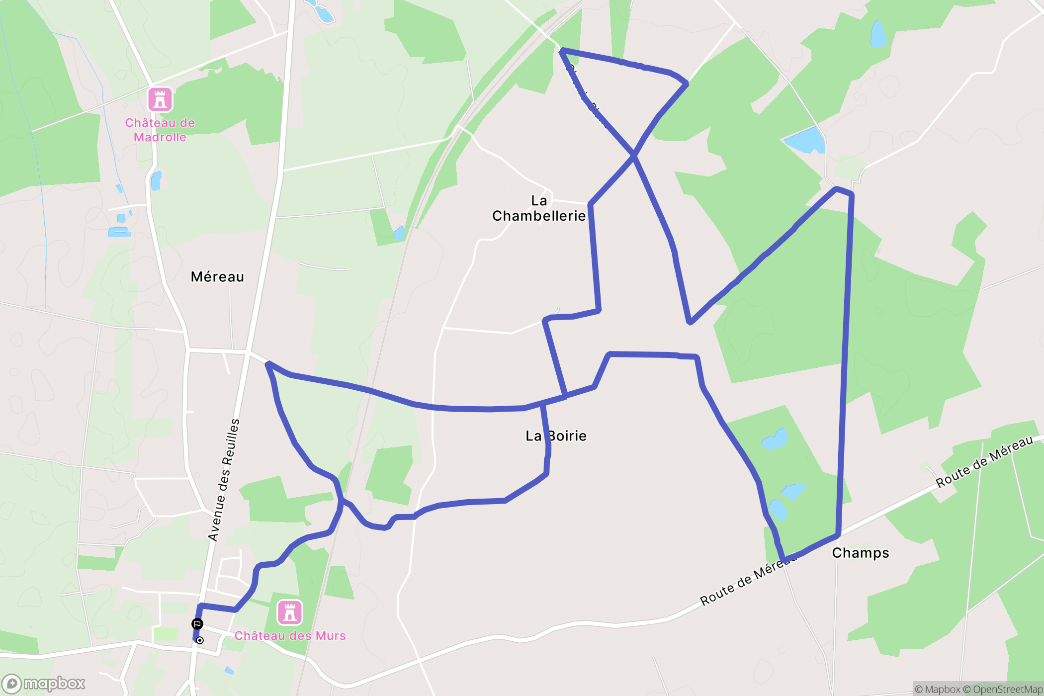 Méreau : carte du parcours de randonnée - France
