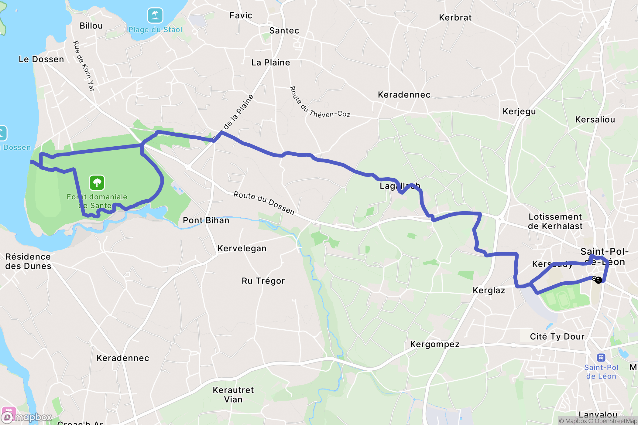Saint-Pol-de-Léon : carte du parcours de randonnée - France