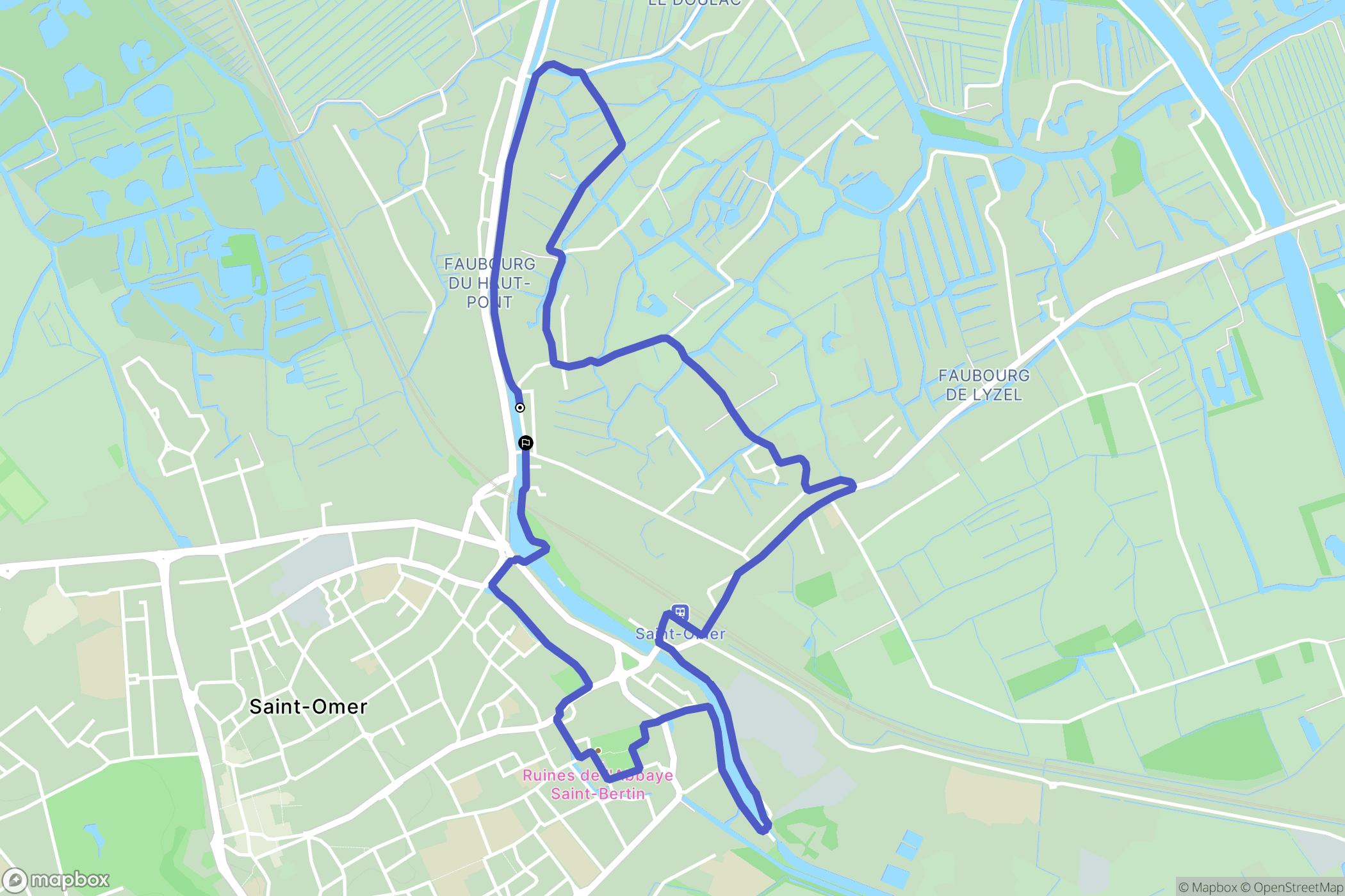 Saint-Omer : carte du parcours de randonnée - France