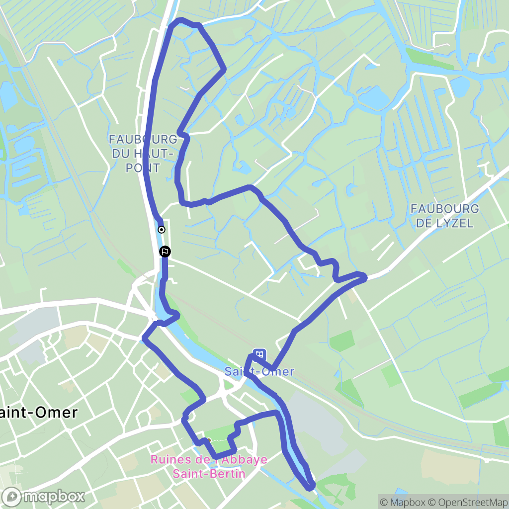 Saint-Omer : carte du parcours de randonnée - France