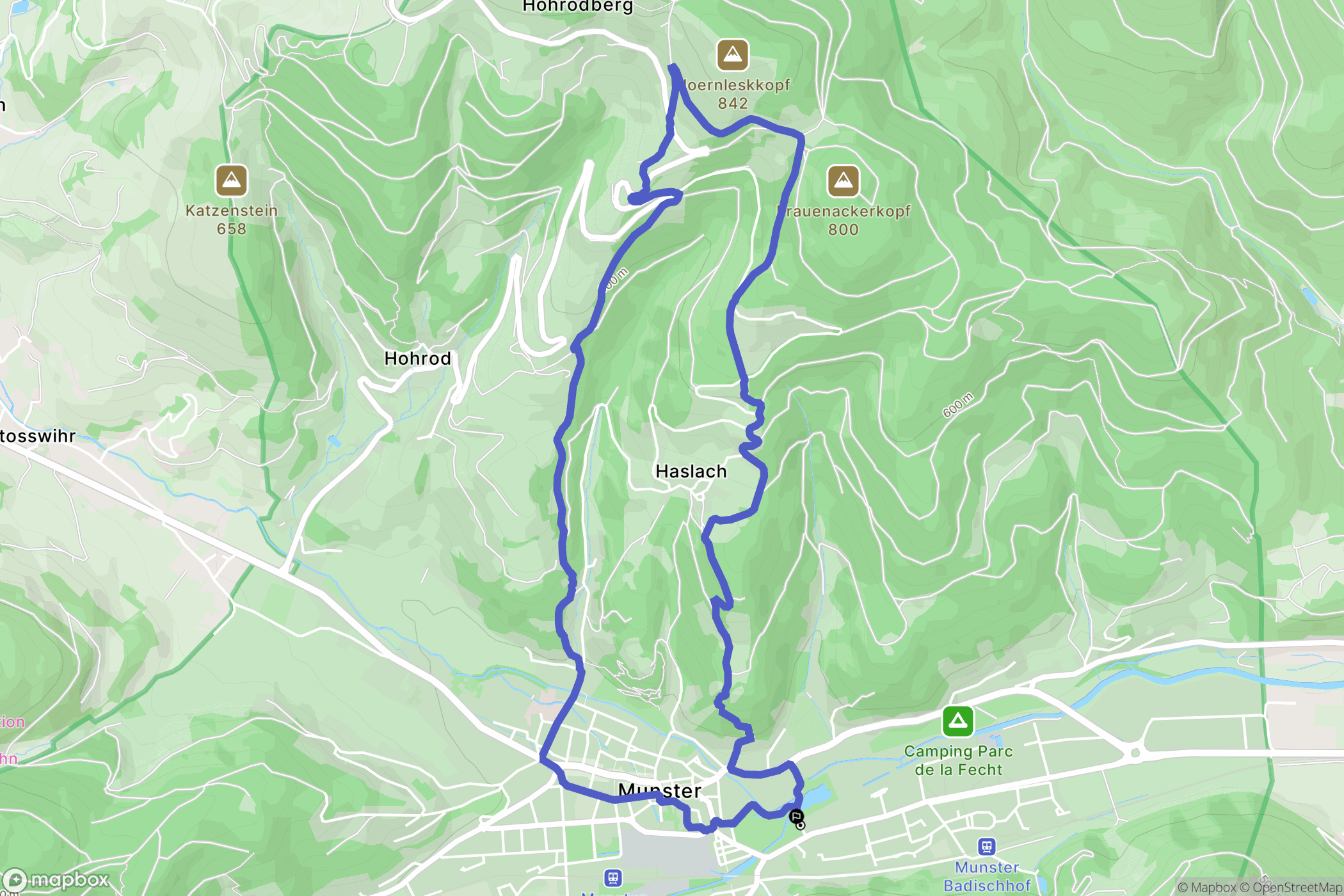 Munster : carte du parcours de randonnée - France