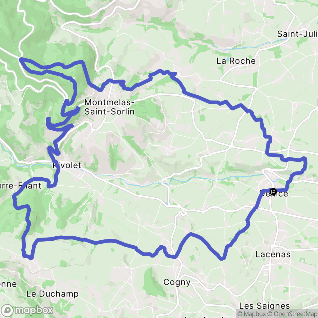 Denicé : carte du parcours de randonnée - France