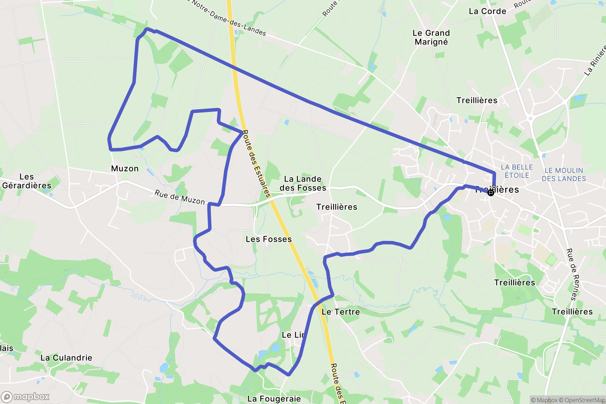 Treillières : carte du parcours de randonnée - France