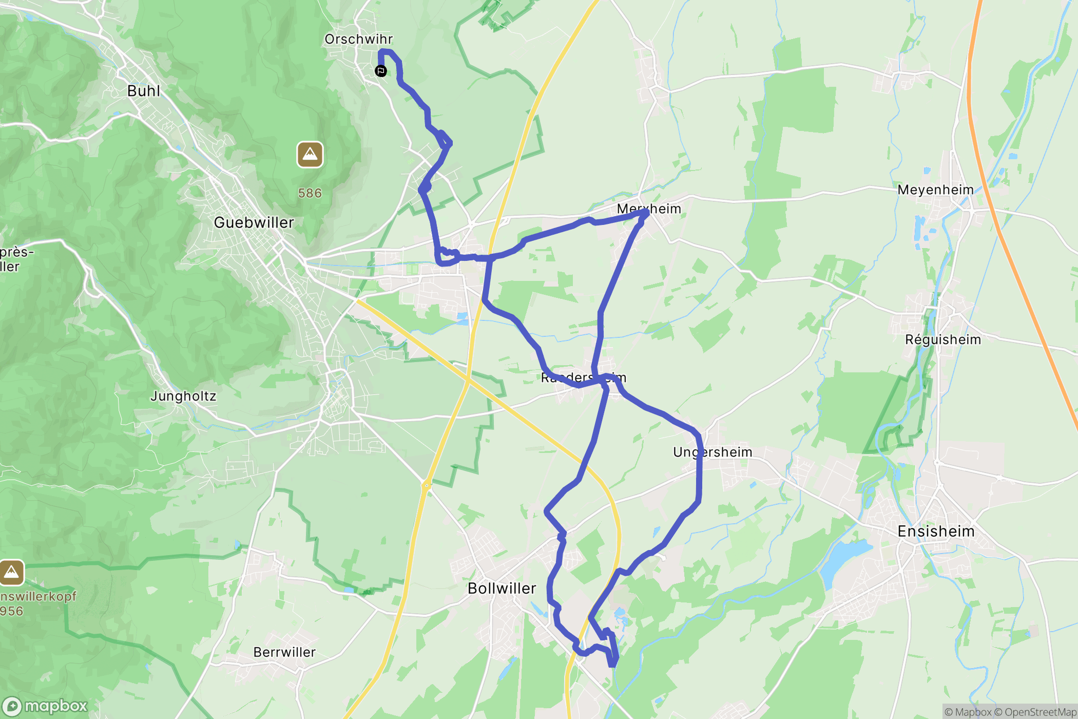 Bergholtzzell : carte du parcours de randonnée - France