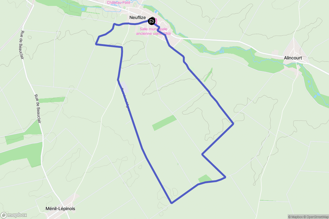 Neuflize : carte du parcours de randonnée - France