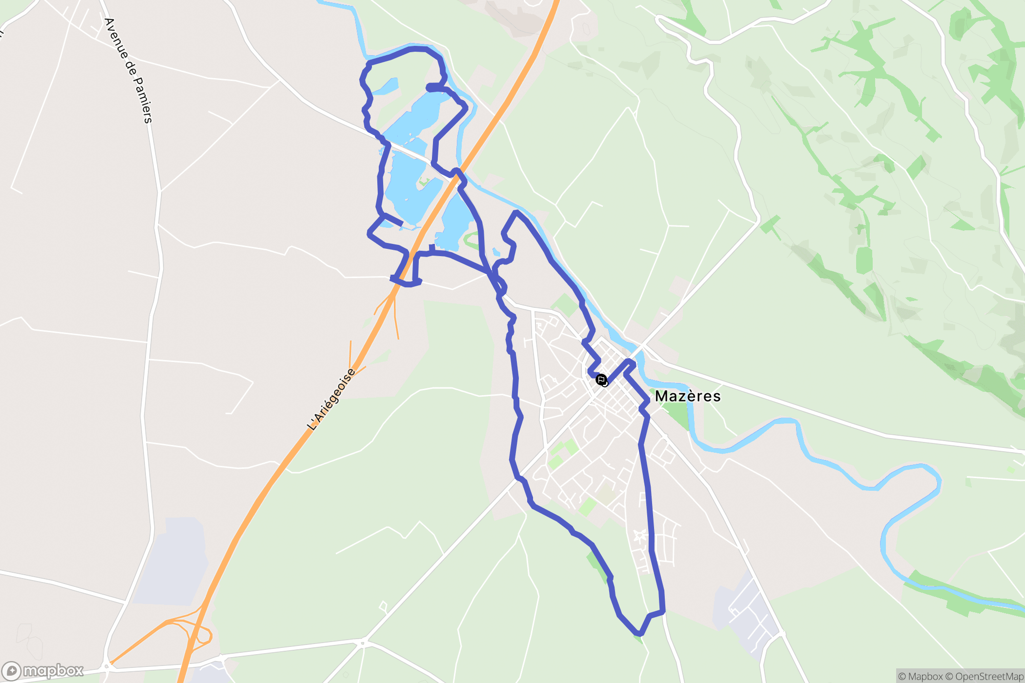 Mazères : carte du parcours de randonnée - France