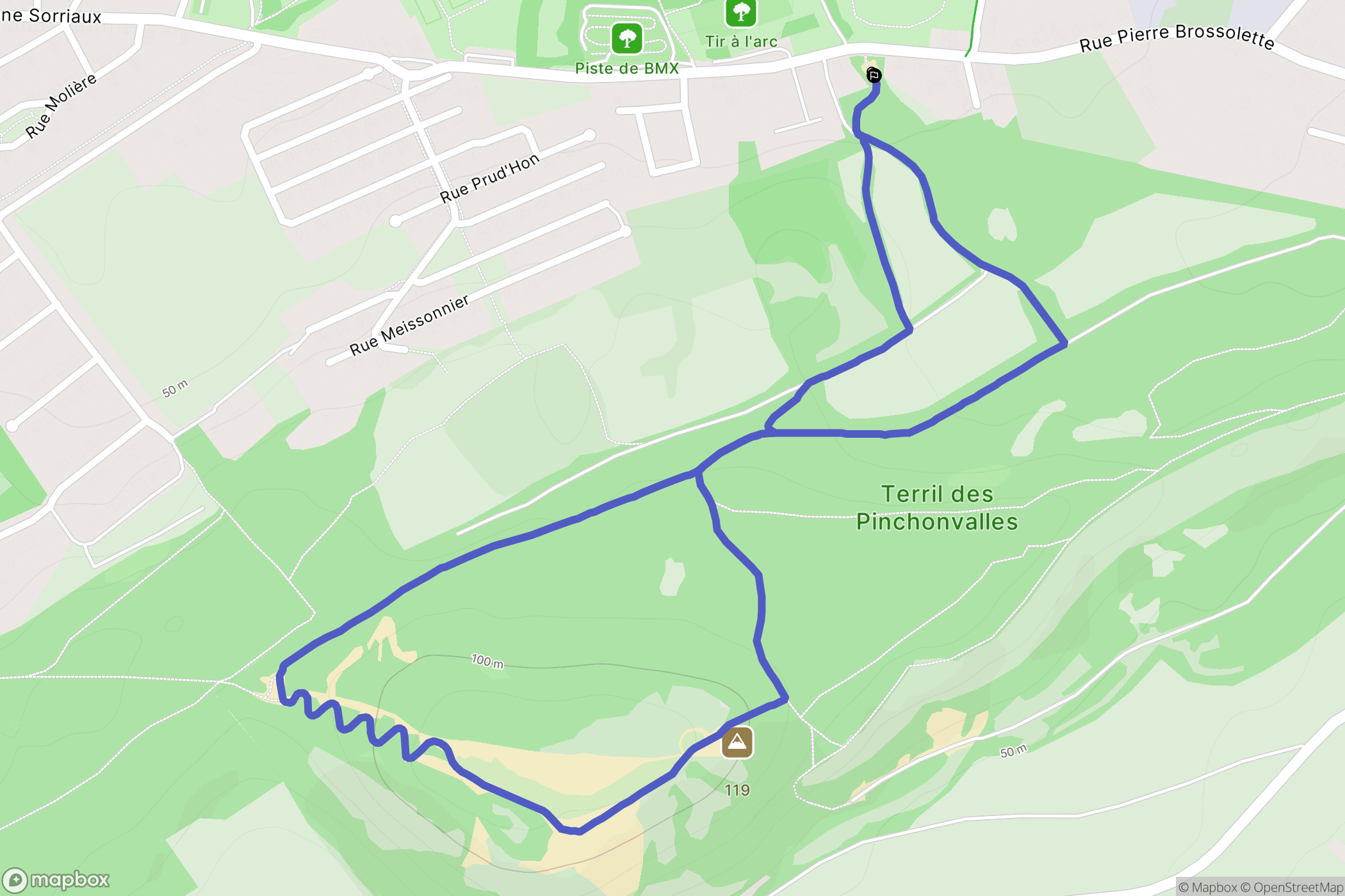 Avion : carte du parcours de randonnée - France