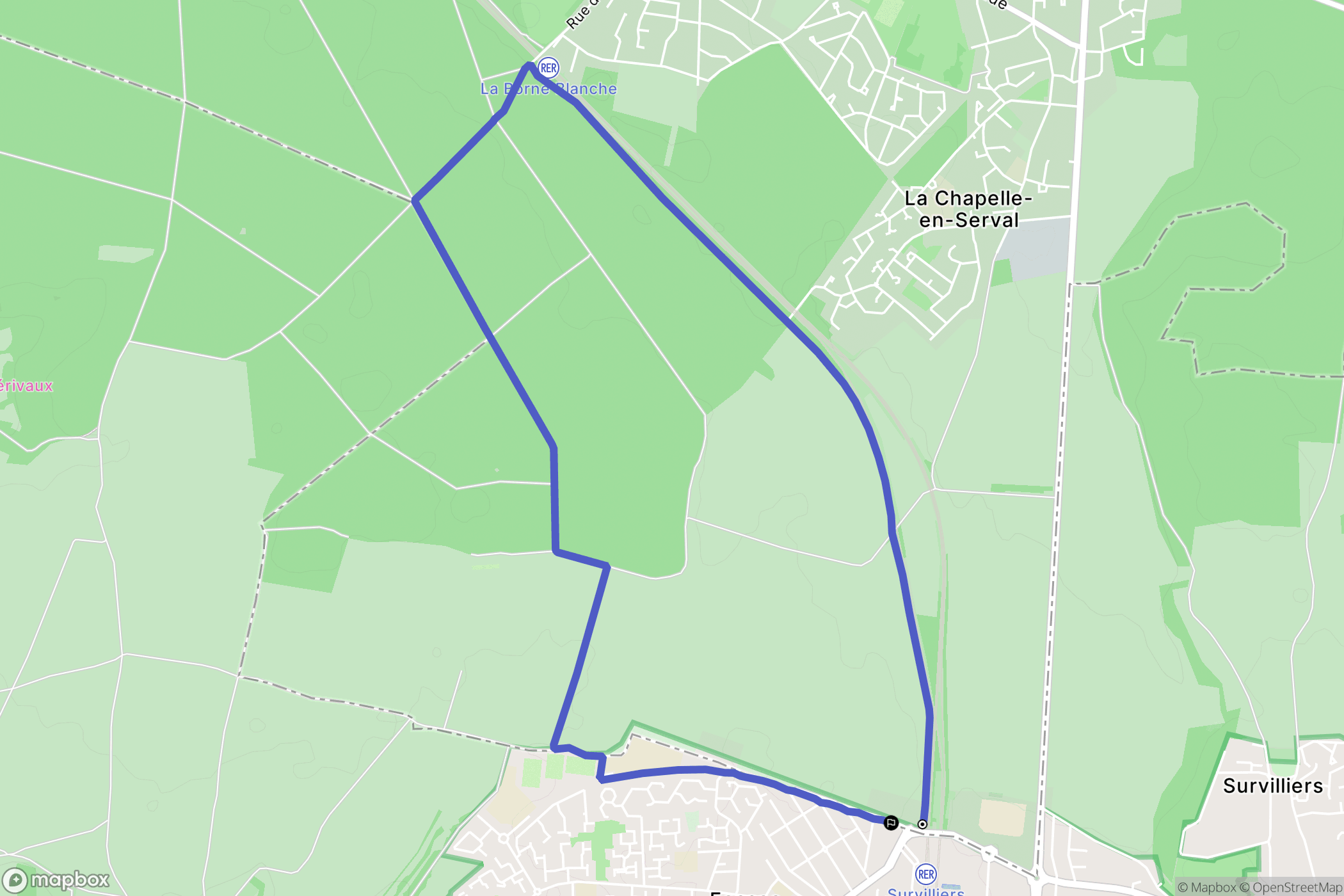 La Chapelle-en-Serval : carte du parcours de randonnée - France