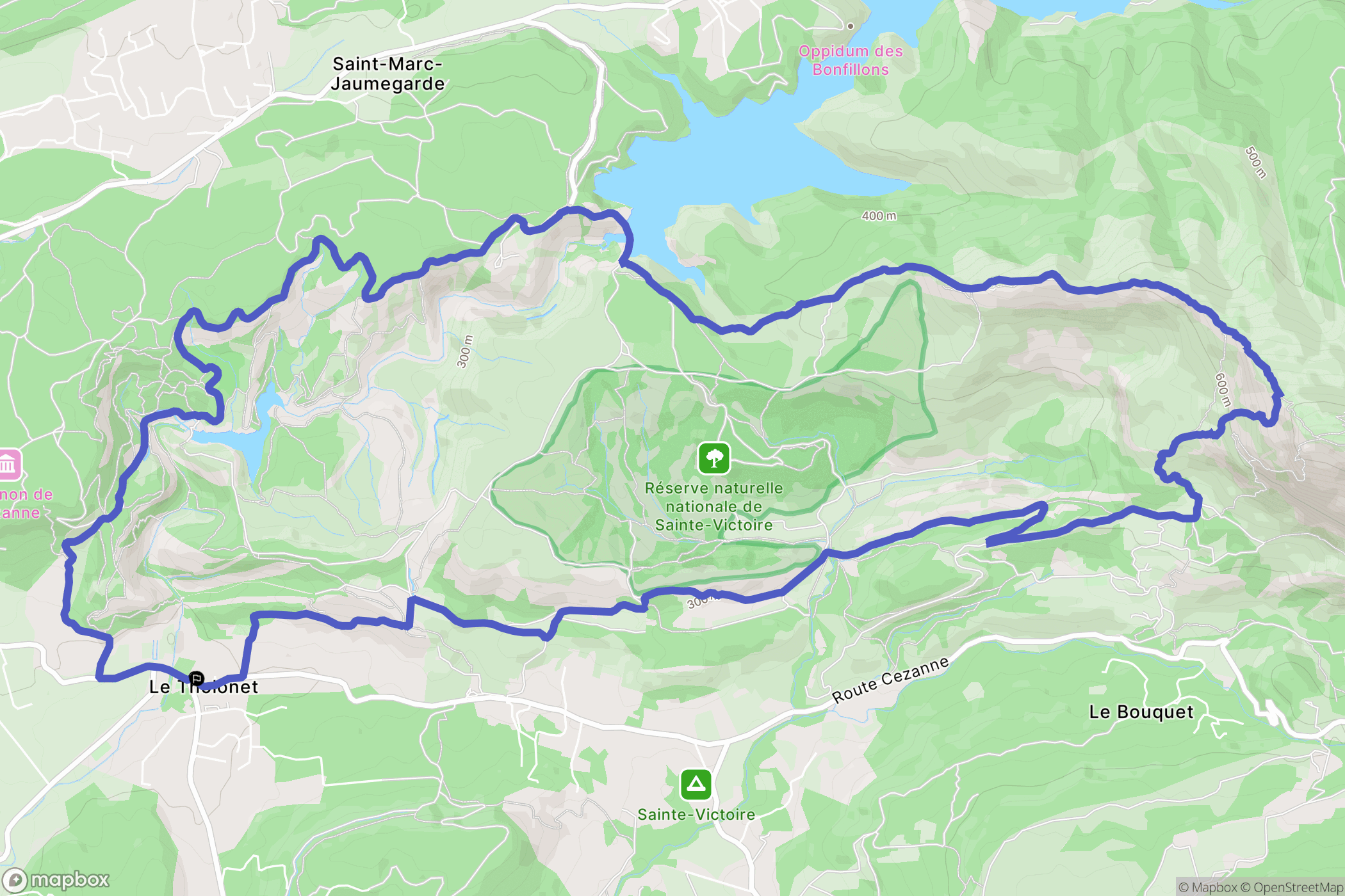 Le Tholonet : carte du parcours de randonnée - France